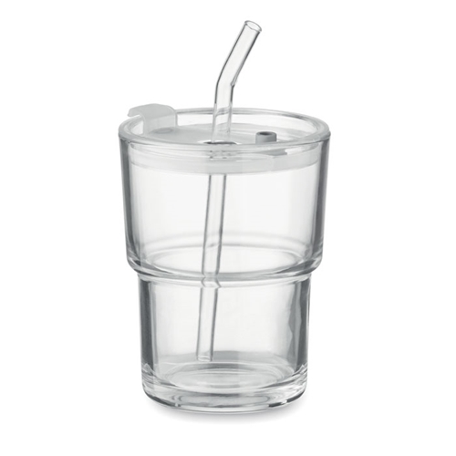 Immagine di MO2502 SIP - Bicchiere in vetro con cannucci