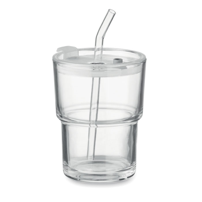 Immagine di MO2502 SIP - Bicchiere in vetro con cannucci