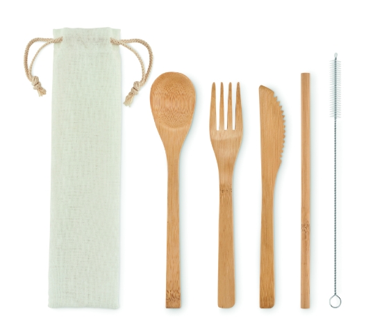Immagine di KW6121 SETSTRAW - Set posate in bamboo